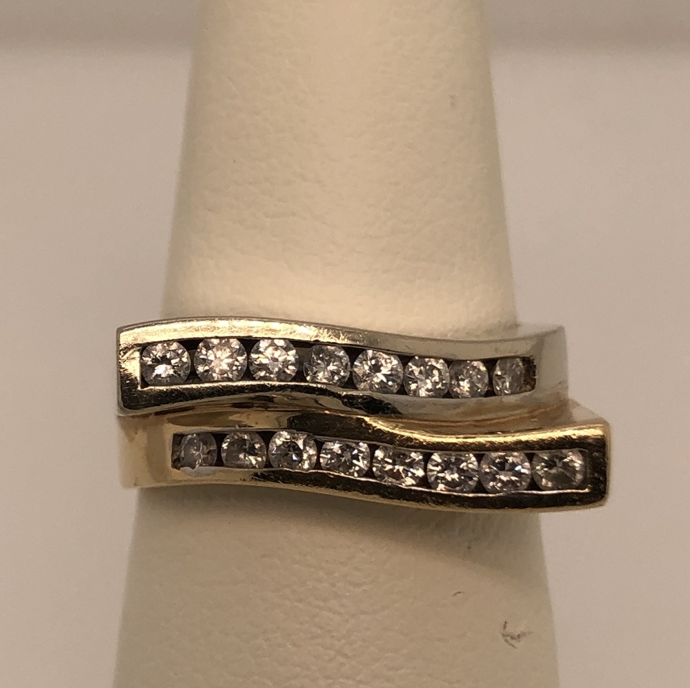 Ladies Sz. 7, Yellow & White Gold Ring w/ Diamonds